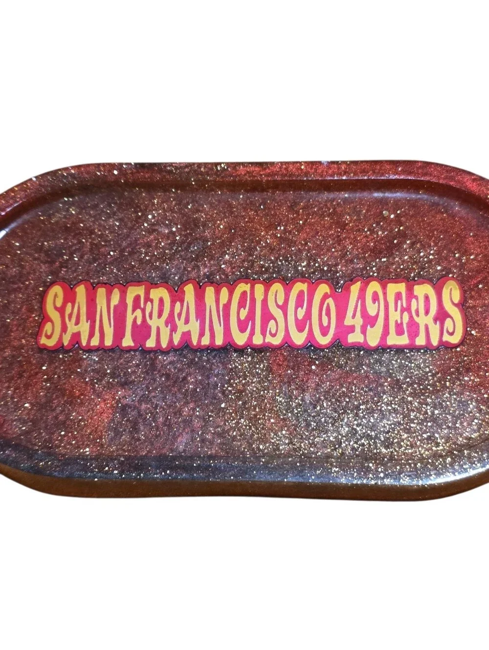 San Francisco 49ers Glitter Resin Trinket Tray EUC Football NFL